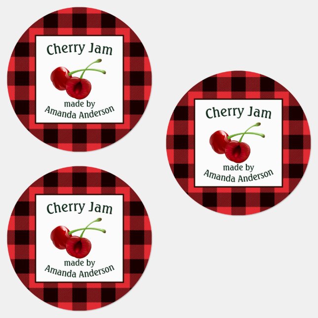 Cherry Jam Cherries Plaid C Food Label (Group)