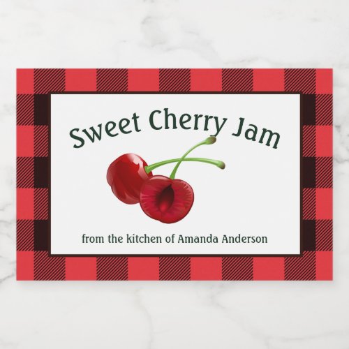 Cherry Jam Cherries Plaid H Food Label