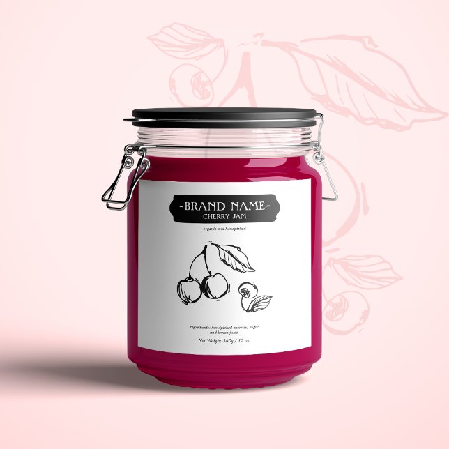 Cherry Jam Jar Label Packaging Design (Creator Uploaded)