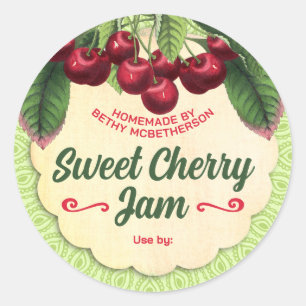 Cherry jam jelly pie filling cherries home canning classic round sticker