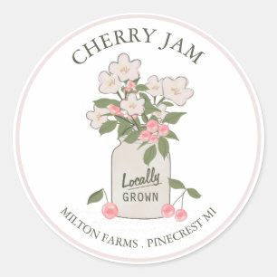 Cherry Jam Mason Jar Jelly Classic Round Sticker