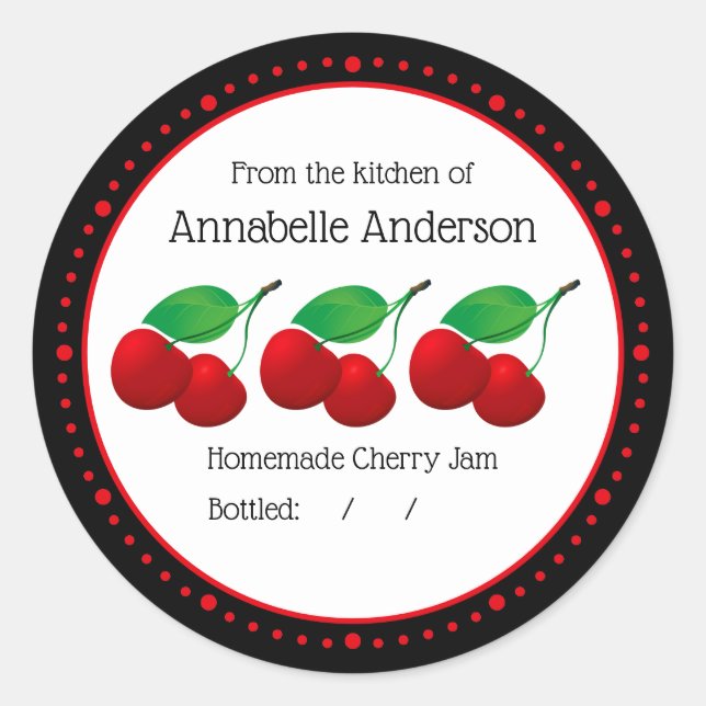 Cherry Jam Modern Personalize Sticker (Front)