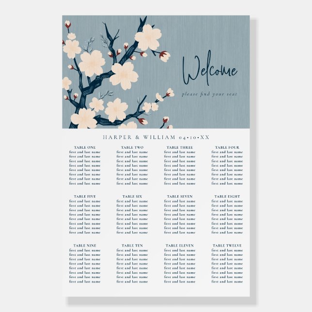 Cherry japanese welcome wedding seating chart foam board (Front)