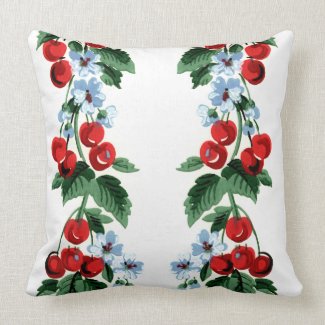 Cherry Jubilee - Vintage Cherries Design Throw Pillow