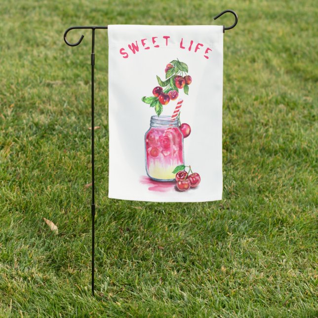 Cherry Juice Cool Drink Fruits Garden Flag (In SItu)