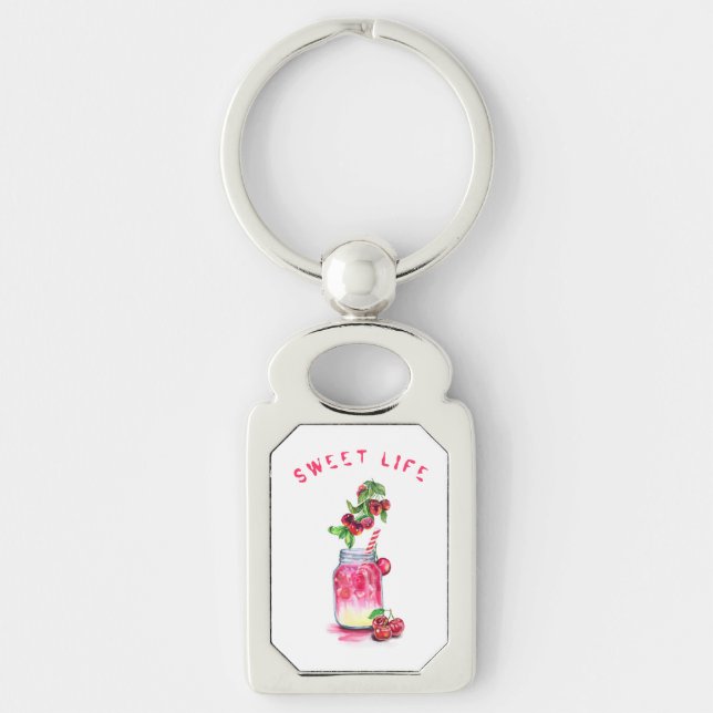 Cherry Juice Cool Drink Fruits Keychain (Front)