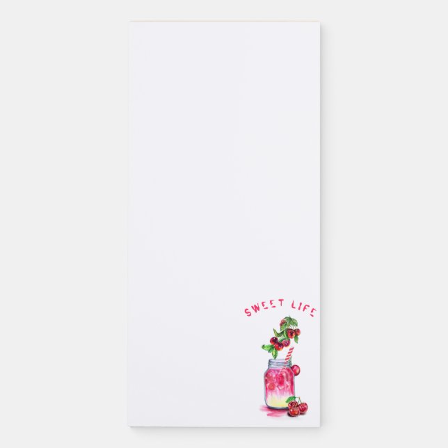 Cherry Juice Cool Drink Fruits Magnetic Notepad (Front)