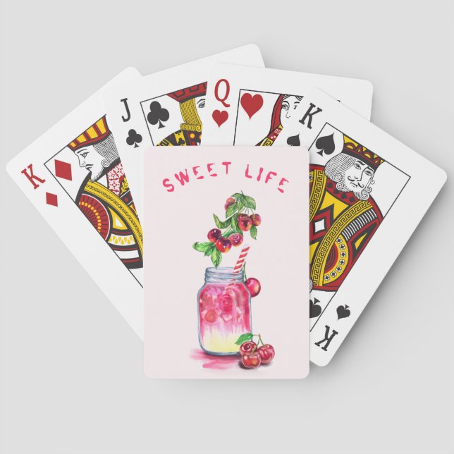 Cherry Juice Cool Drink Fruits Playing Poker Cards (Back)
