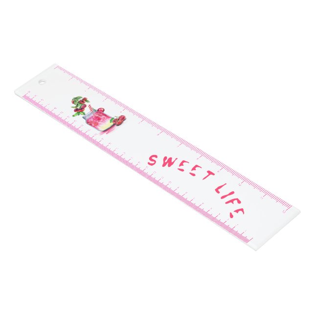 Cherry Juice Cool Drink Fruits Ruler - Custom Text (Angled)