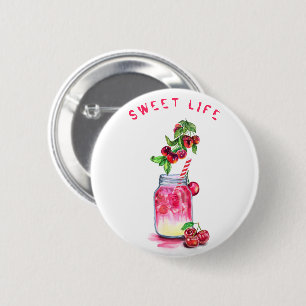 Cherry Juice Cool Drink Party Fruits Button