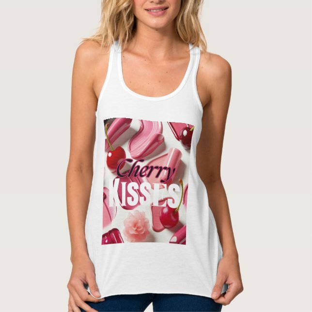 Cherry Kisses Delightful Graphic  Tank Top (Front)