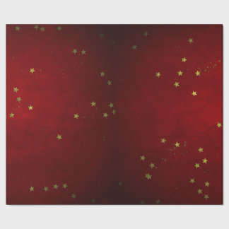 Cherry Lacquer Golden Star Wrapping Paper