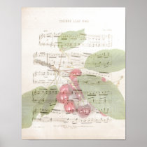 Cherry Leaf Vintage Music Sheet Art Print