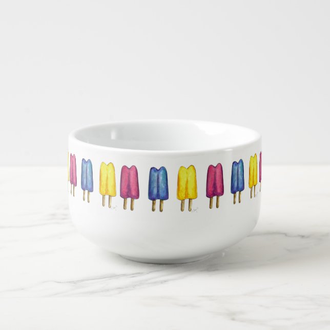 Cherry Lemon Twin Pop Popsicles Ice Lollies Soup Mug (Front)
