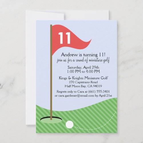 Cherry Let's Par-Tee Miniature Golf Birthday Party Announcements