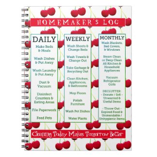 Cherry-Licious Homemaker's Log Cleaning Schedule Notebook