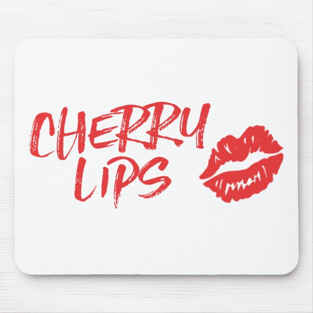 Cherry Lips Red Kiss Mark Mousepad (Front)