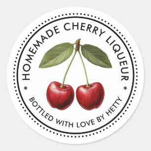 Cherry liqueur sticker for homemade recipe