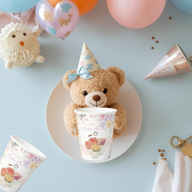 Cherry Little Cutie Pie Pastel Gingham Baby Shower Paper Cups (Creator Uploaded)