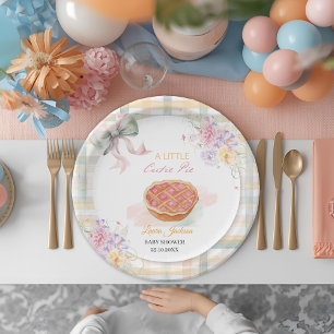 Cherry Little Cutie Pie Pastel Gingham Baby Shower Paper Plates