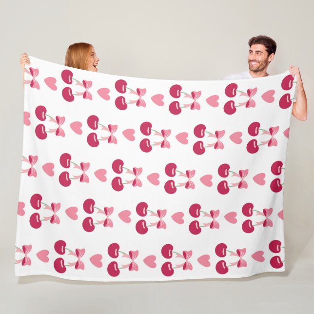 Cherry Love Charm Fleece Blanket (In Situ)