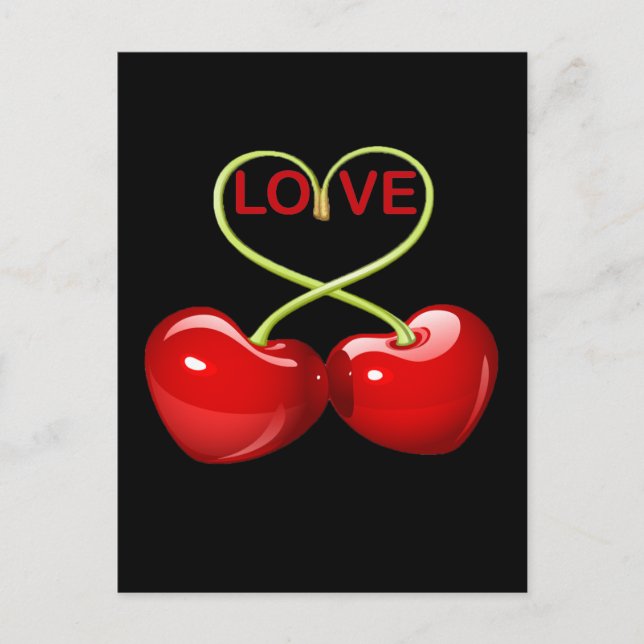 CHERRY LOVE HEARTS POSTCARD (Front)