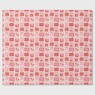Cherry Love Letters Postage Valentine Wrapping Paper