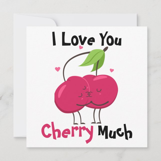 Cherry Love Pun Flat Card (Front)