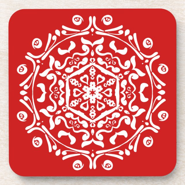 Cherry Mandala Beverage Coaster (Front)