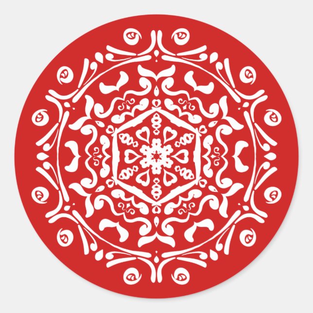 Cherry Mandala Classic Round Sticker (Front)