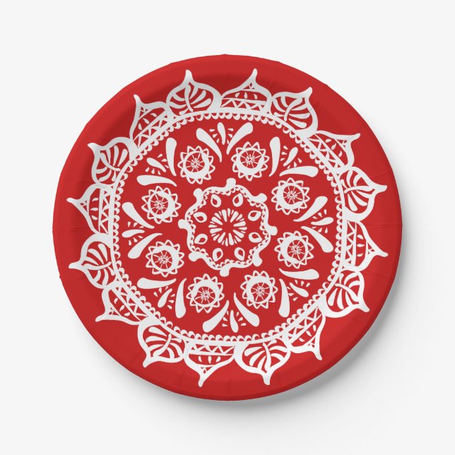 Cherry Mandala Paper Plates (Front)