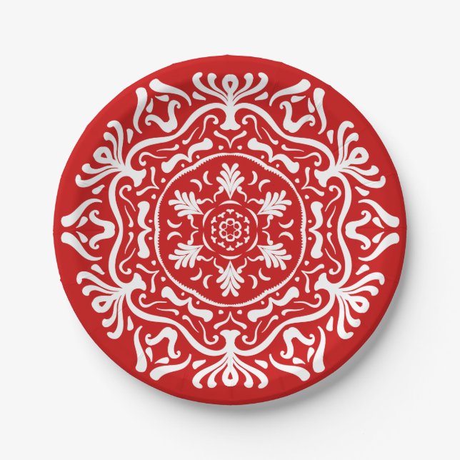 Cherry Mandala Paper Plates (Front)
