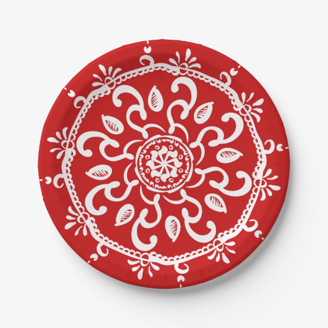 Cherry Mandala Paper Plates (Front)