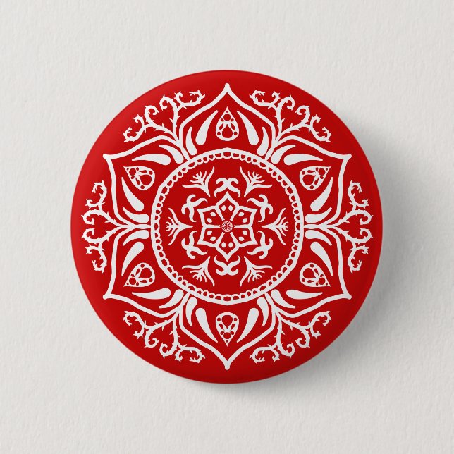 Cherry Mandala Pinback Button (Front)