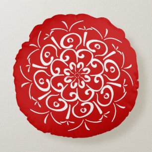 Cherry Mandala Round Pillow