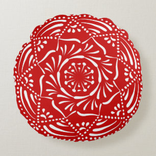 Cherry Mandala Round Pillow