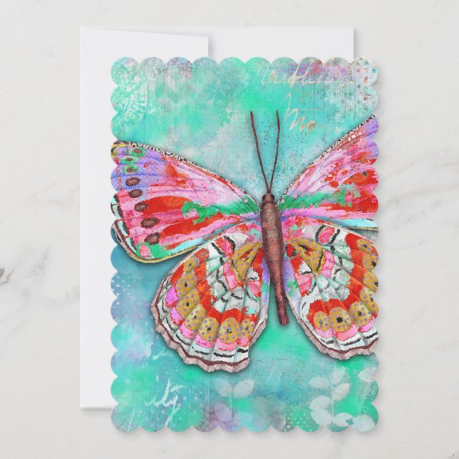 Cherry Mint Butterfly Greeting Card  (Front)