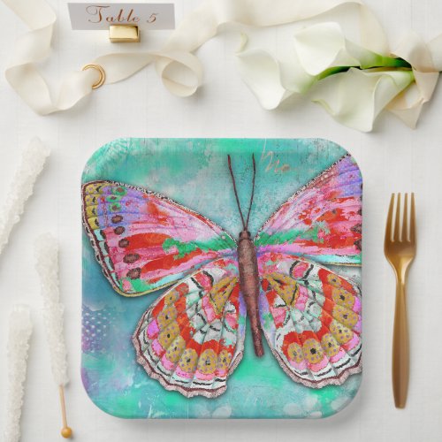 Cherry Mint Butterfly Paper Plates