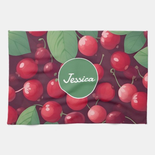 Cherry Mosaic Colorful Personalized Pattern Kitchen Towel