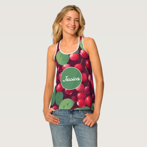 Cherry Mosaic Colorful Personalized Pattern Tank Top