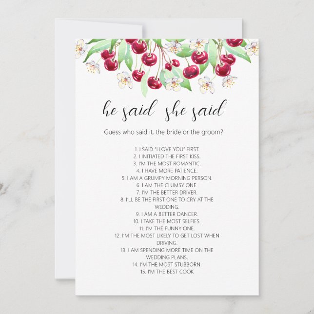 Cherry Much Wedding game Invitation (Front)