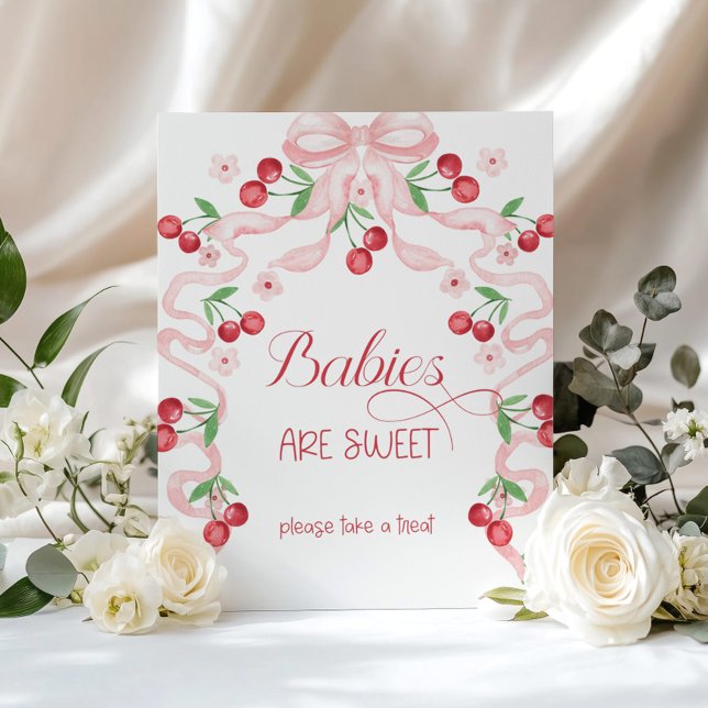 Cherry on top Babies are sweet Pink Bow Poster (Creator Uploaded)