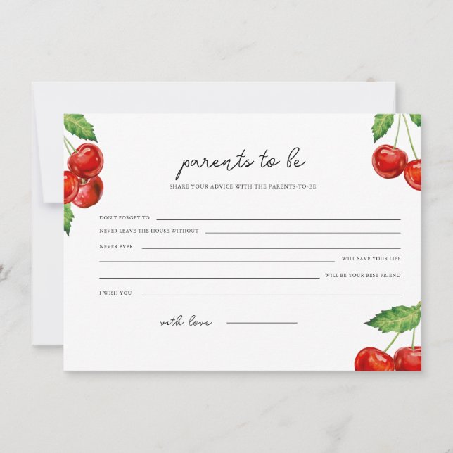 Cherry on top Baby Shower Advice for the parents  Holiday Card (Front)