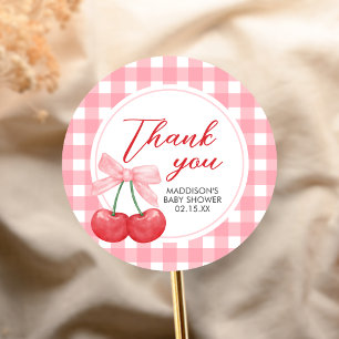 Cherry on Top Baby Shower Classic Round Sticker