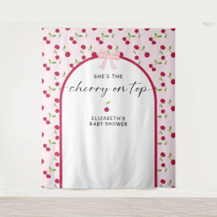 Cherry On Top Baby Shower Coquette Bow Backdrop