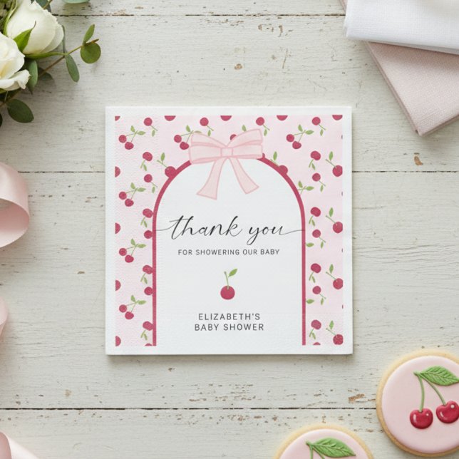 Cherry On Top Baby Shower Coquette Pink Cute Napkins (Creator Uploaded)