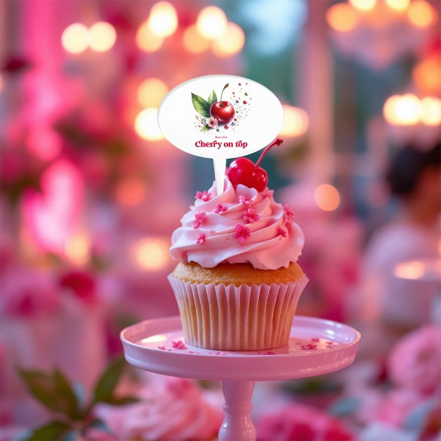 Cherry On Top Baby Shower Cupcake Cake Topper (Cherry On Top Baby Shower Cupcake Cake Topper)