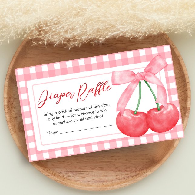 Cherry on Top Baby Shower Diaper Raffle Enclosure Card (Gingham Cherry Baby Shower Diaper Raffle)