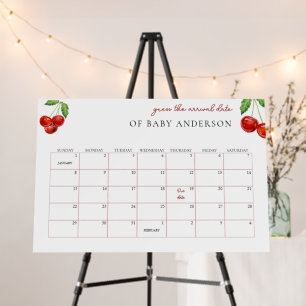 Cherry on top Baby Shower Due Date Calendar Foam Board