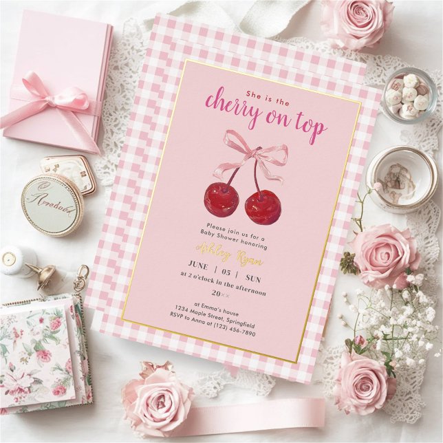 Cherry on Top Baby Shower Foil Invitation (Creator Uploaded)